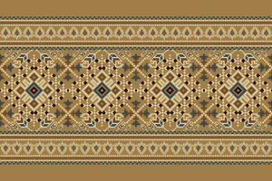 floral traverser point broderie sur marron arrière-plan.géométrique ethnique Oriental modèle traditionnel.aztèque style abstrait vecteur illustration.design pour texture, tissu, vêtements, emballage, décoration, paréo.