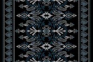 ikat floral paisley broderie sur noir background.ikat ethnique Oriental modèle traditionnel.aztèque style abstrait vecteur illustration.design pour texture,tissu,habillement,emballage,décoration,écharpe,tapis