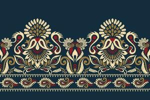 ikat floral paisley broderie sur marine bleu background.ikat ethnique Oriental modèle traditionnel.aztèque style abstrait vecteur illustration.design pour texture, tissu, vêtements, emballage, décoration, paréo.