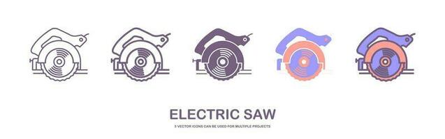 plat vecteur icône de circulaire vu avec acier denté disque. électrique main outil pour Coupe bois ou métal. bâtiment équipement