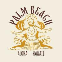 paume plage main tiré T-shirt conception, aloha Hawaii badge logo vecteur illustration pour impression et art