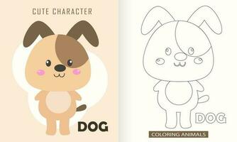 animal personnage coloration livre pour mignonne chien vecteur