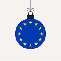 boule de noël nouvel an avec drapeau de l'union européenne vecteur