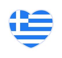 drapeau de la grèce en forme de coeur vecteur