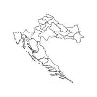 doodle carte de la croatie avec les états vecteur