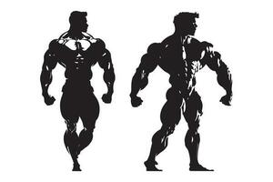 bodybuilder silhouette vecteur, bodybuilder noir contour vecteur illustration