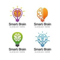 modèle de conception de logo ampoule et cerveau intelligent vecteur