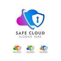 modèle de conception de logo de sécurité cloud vecteur