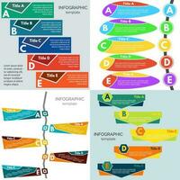 ensemble de quatre éléments de infographie conception. étape par étape infographie conception modèle. vecteur illustration