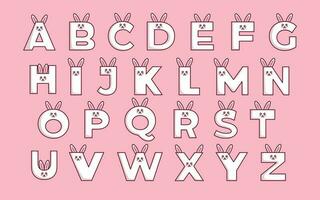 mignonne lapin alphabet animal Police de caractère vecteur