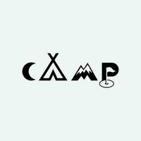 camp logo ligne art conception vecteur