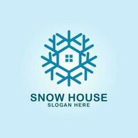 neige maison logo ligne art conception vecteur