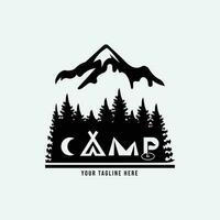 camp Montagne logo ligne art conception vecteur