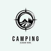 camping logo ligne art conception vecteur