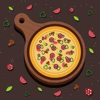 Pizza bannière ou Contexte. Pizza sur le planche. vecteur illustration.