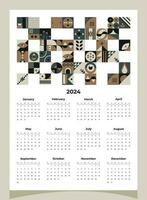 calendrier 2024 géométrique motifs. calendrier modèle pour 2024 année avec géométrique formes. vecteur