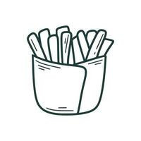 français frites main tiré isolé illustration vecteur