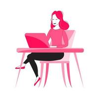 fille ou femme assise au bureau vecteur