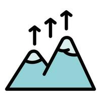 montagnes croissance icône vecteur plat