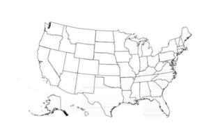 carte doodle des états-unis avec les états vecteur