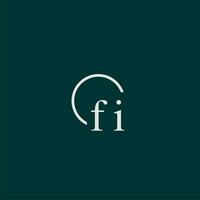 Fi initiale monogramme logo avec cercle style conception vecteur