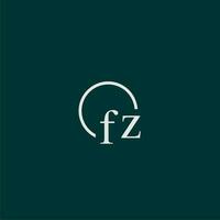 fz initiale monogramme logo avec cercle style conception vecteur