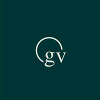 gv initiale monogramme logo avec cercle style conception vecteur