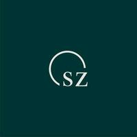 sz initiale monogramme logo avec cercle style conception vecteur