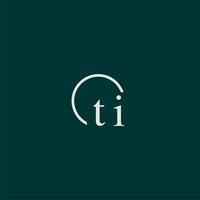 ti initiale monogramme logo avec cercle style conception vecteur