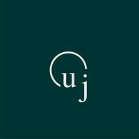 uj initiale monogramme logo avec cercle style conception vecteur