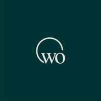 wo initiale monogramme logo avec cercle style conception vecteur