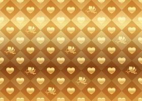 Saint Valentin illustration vectorielle continue répétable horizontalement et verticalement avec des formes de coeur d'or et des cupidons vecteur