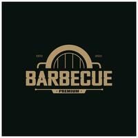 Facile barbecue ancien chaud gril, avec franchi flammes et spatule. logo pour restaurant, badge, café et bar.vecteur vecteur