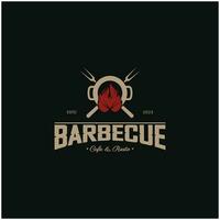 Facile barbecue ancien chaud gril, avec franchi flammes et spatule. logo pour restaurant, badge, café et bar.vecteur vecteur