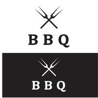 Facile barbecue ancien chaud gril, avec franchi flammes et spatule. logo pour restaurant, badge, café et bar.vecteur vecteur