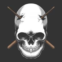 illustration vectorielle de crâne empalé bâton tambour