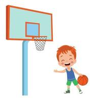vecteur illustration de enfant en jouant basketball