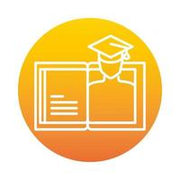 livre chapeau de graduation étudiant éducation et développement en ligne icône de style dégradé elearning vecteur