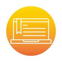 ordinateur portable ebook connaissance éducation et développement en ligne icône de style dégradé elearning vecteur
