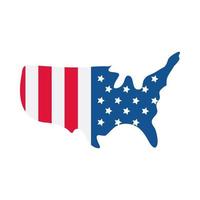 Drapeau américain de la fête de l'indépendance du 4 juillet dans l'icône de style plat de célébration de pays de carte vecteur