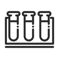 tube à essai dans l'icône de style de ligne de science et de recherche de laboratoire chimique rack vecteur