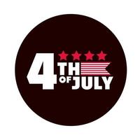 4 juillet fête de l'indépendance bloc de célébration du mémorial d'honneur américain et icône de style plat vecteur
