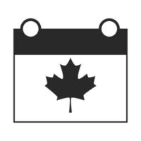 canada jour indépendance calendrier date feuille d'érable signe silhouette style icône vecteur