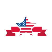 Drapeau américain de la fête de l'indépendance du 4 juillet dans l'icône de style plat de conception de bannière étoile vecteur