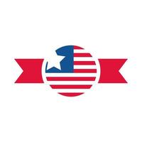 4 juillet fête de l'indépendance drapeau américain insigne bannière nationale icône de style plat vecteur
