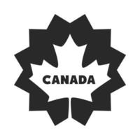 icône de style de silhouette d'insigne de décoration de feuille d'érable de la fête du canada vecteur