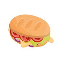 icône de style plat de restauration rapide menu sandwich vecteur