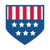4 juillet fête de l'indépendance drapeau américain bouclier insigne icône de style plat vecteur