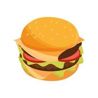 burger délicieux fast food icône de style plat vecteur