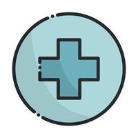 icône de ligne médicale et de remplissage des soins de santé croisés de la médecine vecteur